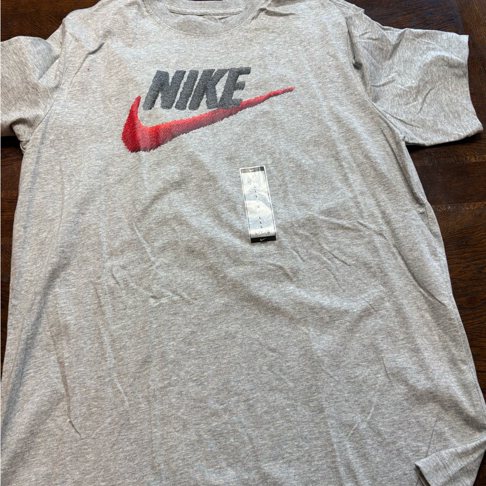 Nike Heather Gray Tee with Red Logo